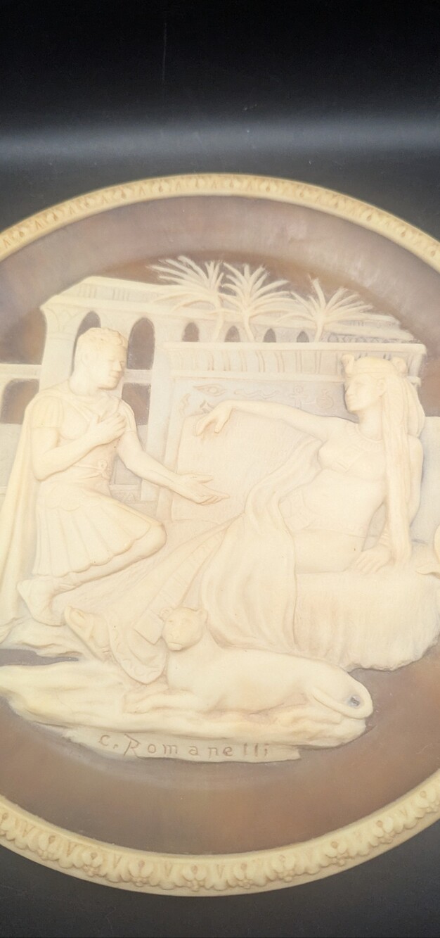 Vintage 1979 Incolay Carved Cameo Plate Anthony and Cleopatra by Carl Romanelli